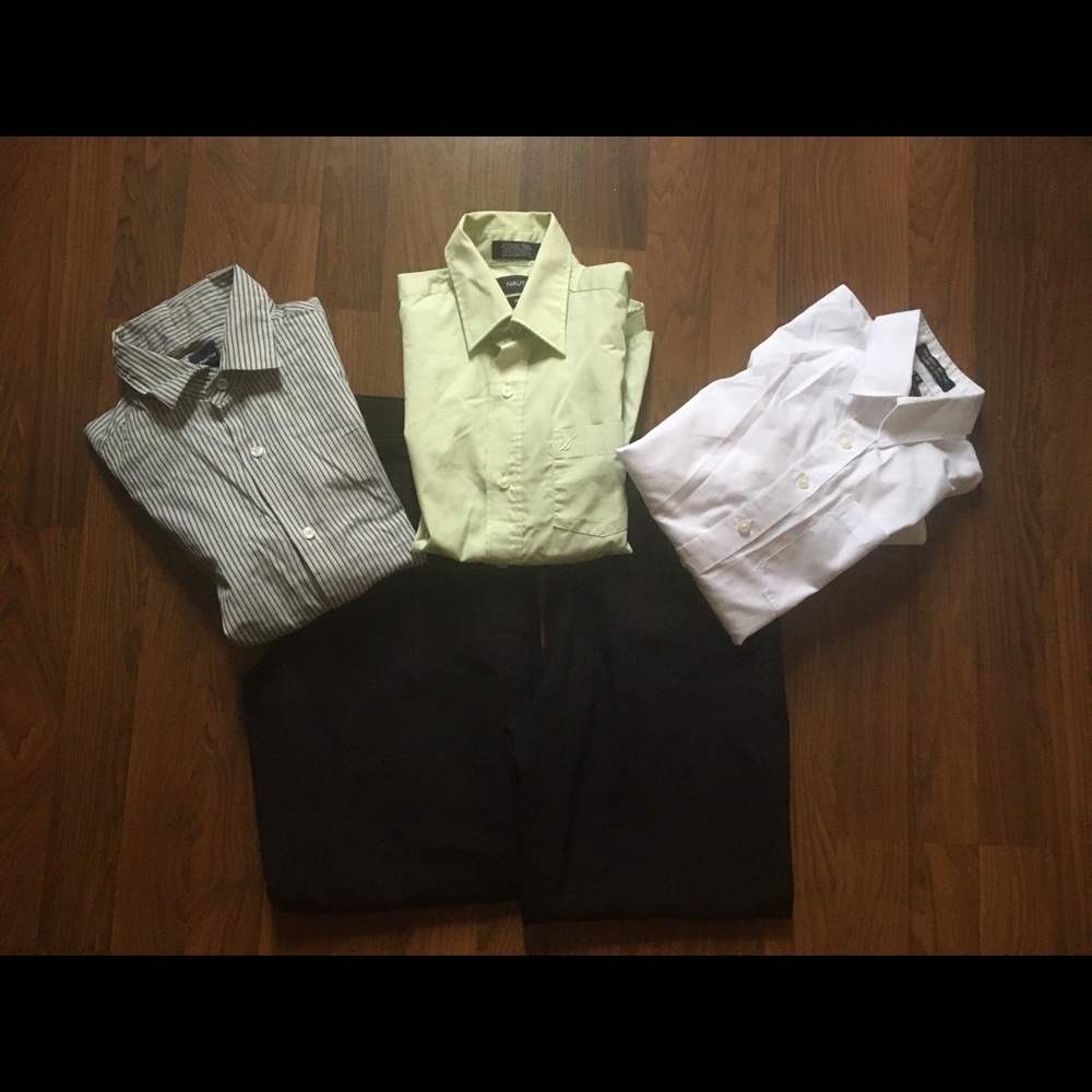 Set of boy’s black dress pants w/ dress shirts